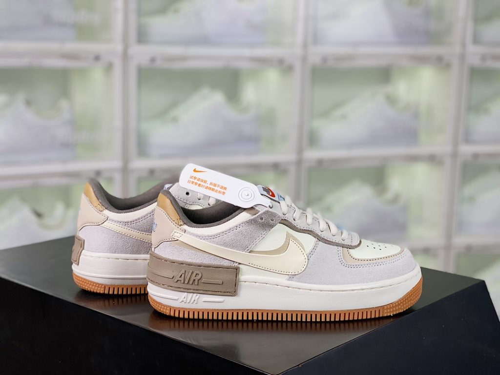 Nike WMNS Air Force 1 Shadow”Fog Gray/Ivory/White/Purple