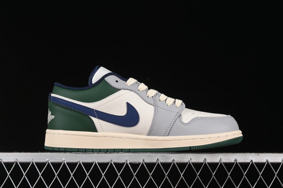 Air Jordan 1 Low AJ1 United Collaboration – Grey Green Blue Low Top Basketball Shoes插图1