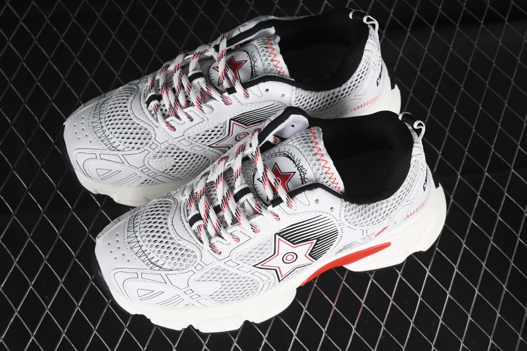 Dior Chrono, Dior round head lace-up life casual sports running shoes 19W WHITE RED插图3